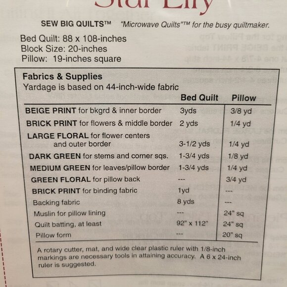 Thimbleberries Star Lily Quilt Pattern Single Pattern - Picture 4 of 4